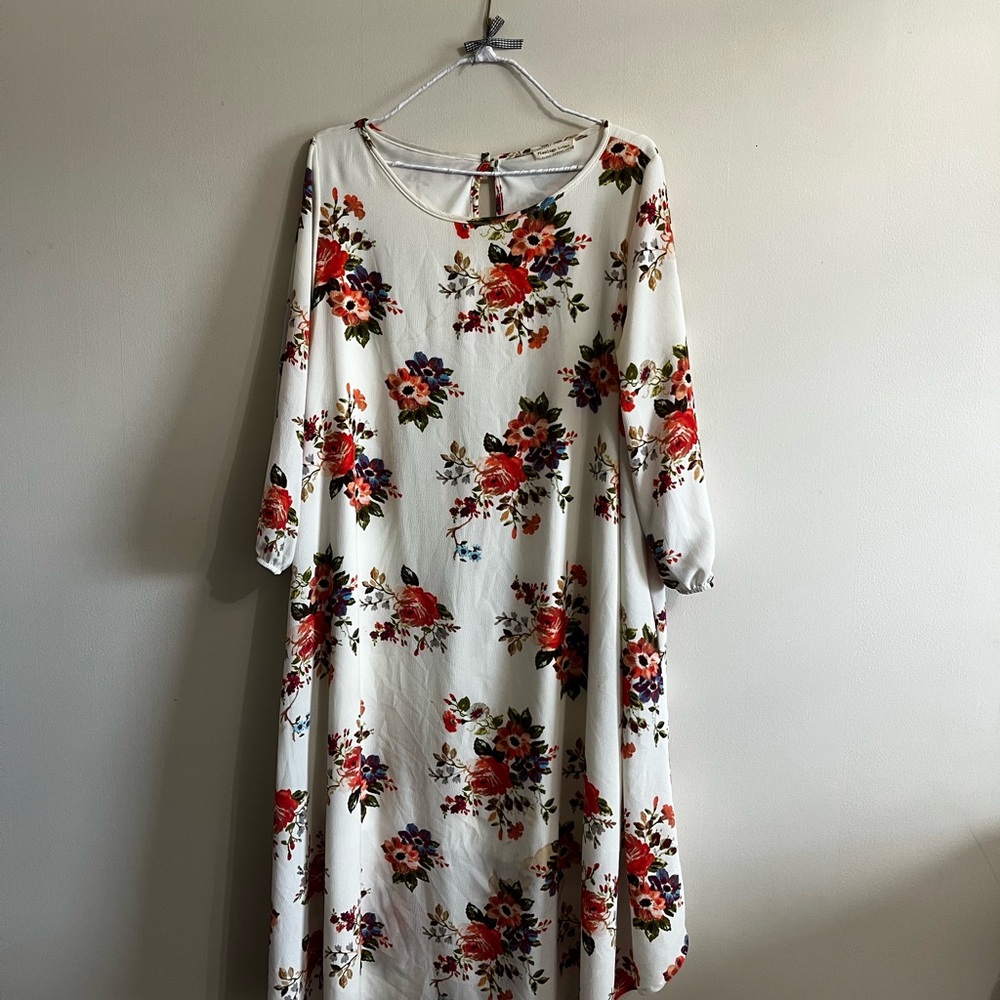 Floral Print White Dress